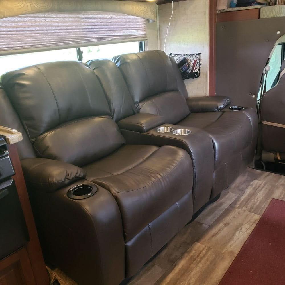 Powered Wall Hugger RV Recliner Sofa Loveseat 67In Chestnut
