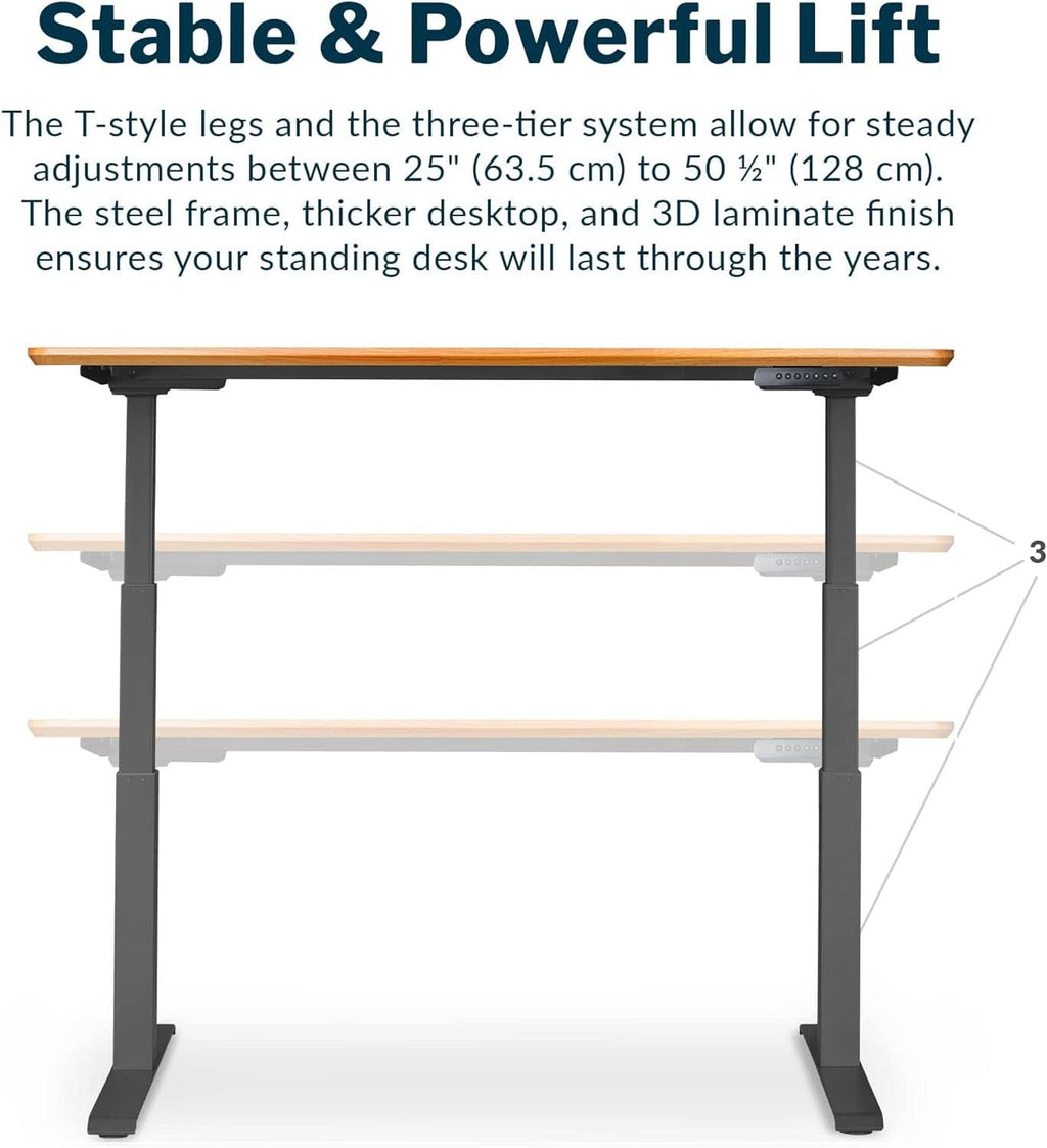 60-Inch Electric Standing Desk with Butcher Block Top