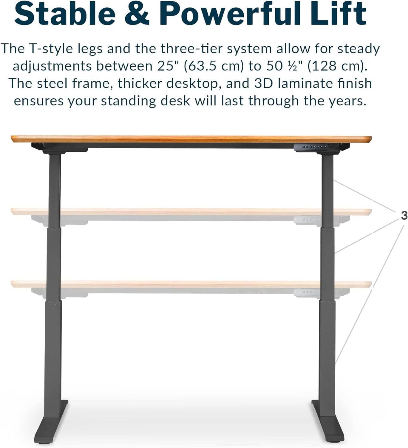 60-Inch Electric Standing Desk with Butcher Block Top