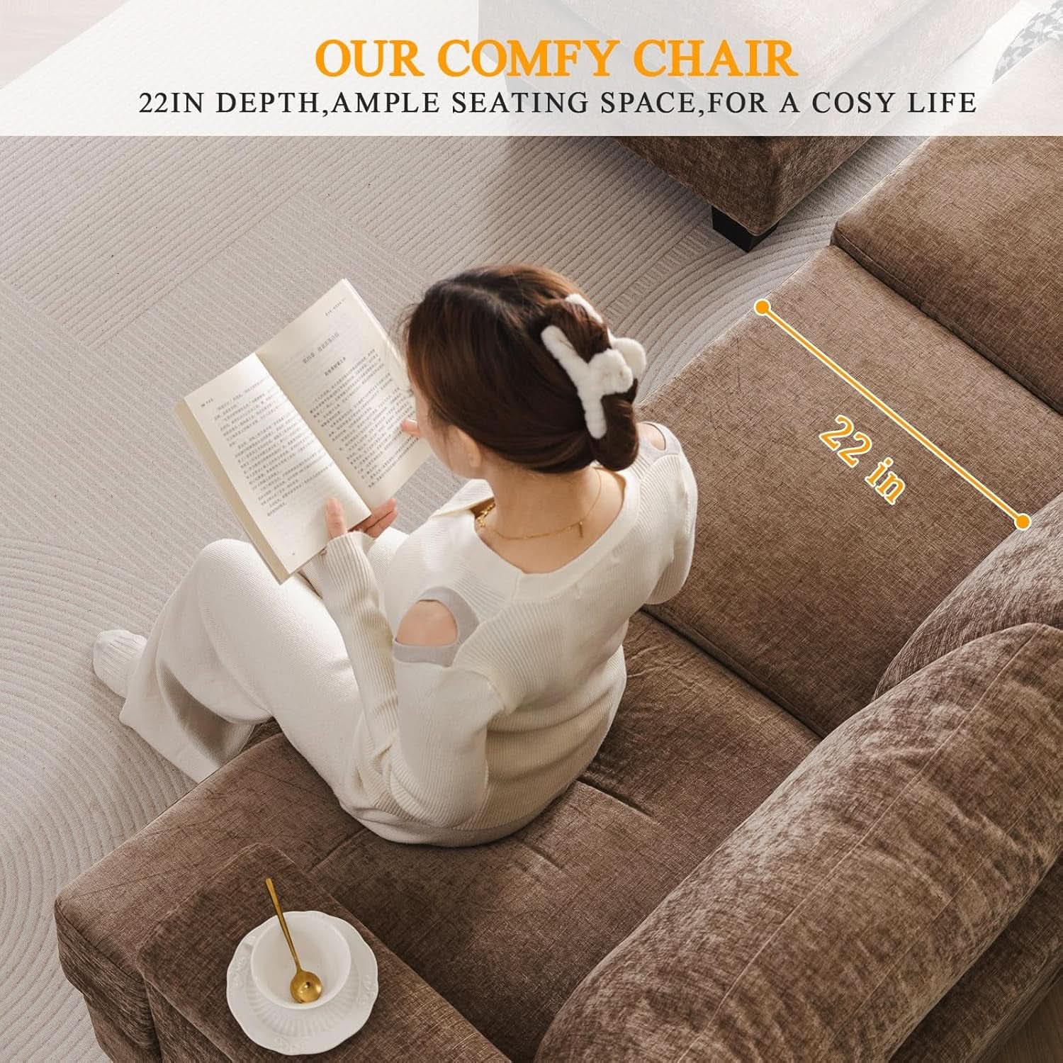 85-Inch L-Shaped Sofa with Ottoman