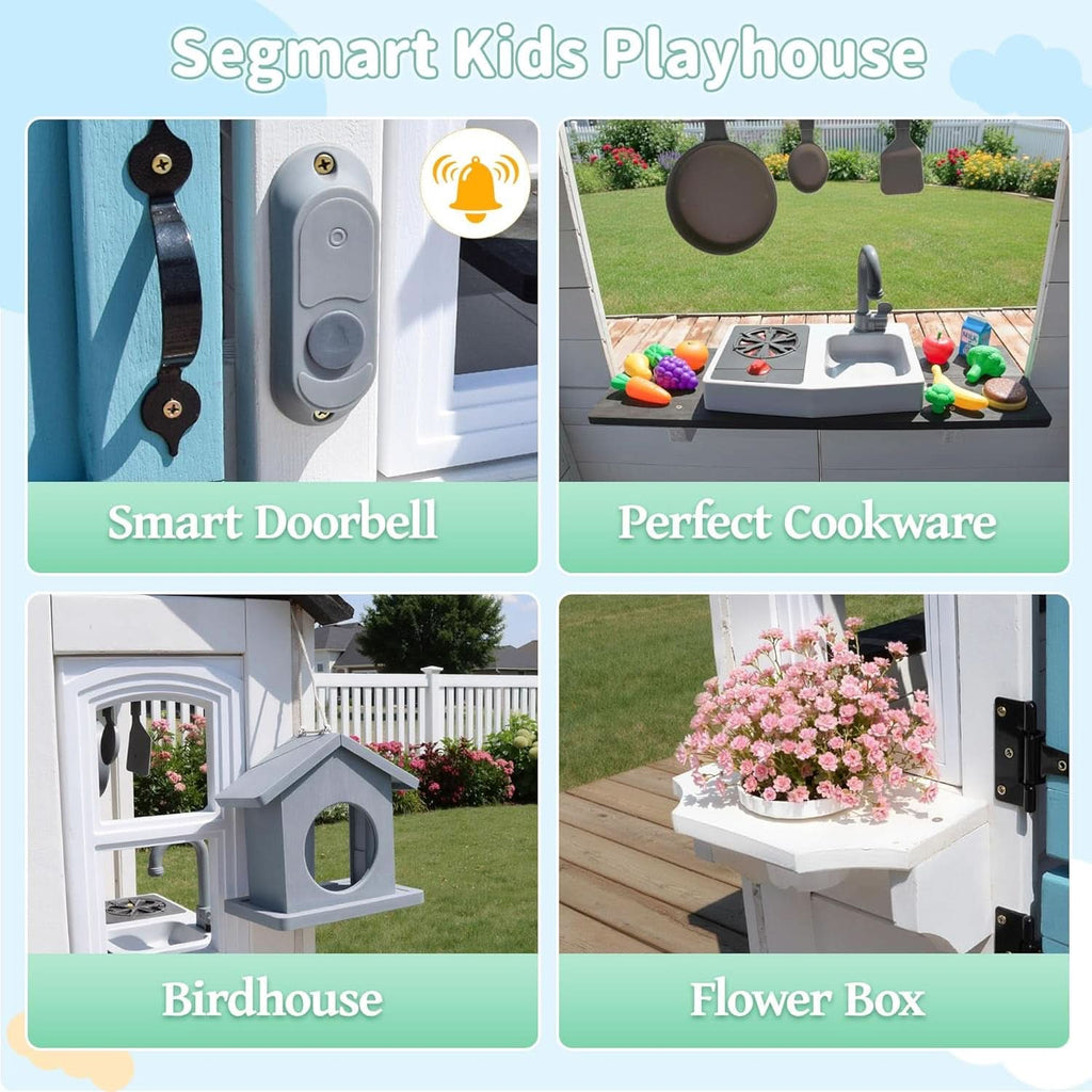 White Cedar All Weather Wood Playhouse With Dutch Door