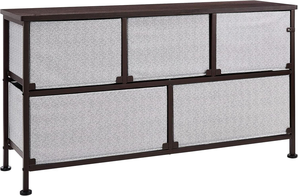 Extra Wide Fabric 5 Drawer Storage Organizer Unit Bronze