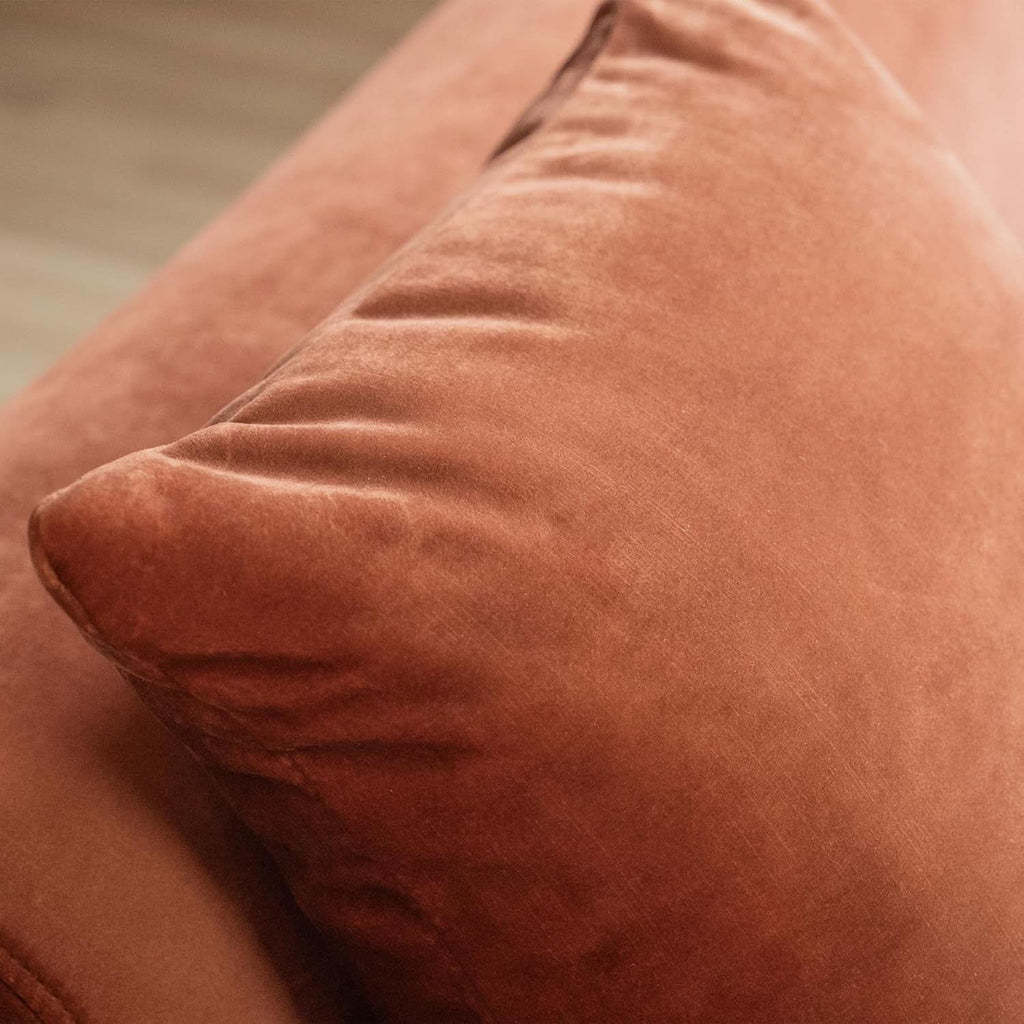 Modern Velvet 3-Seater Sofa in Tangerine with Curved Back Design