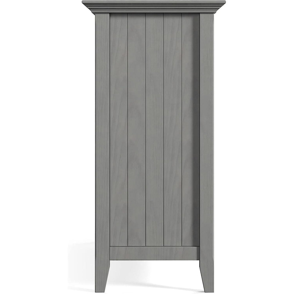 Fog Grey Solid Wood Transitional Sideboard Buffet With Built In Wine Rack