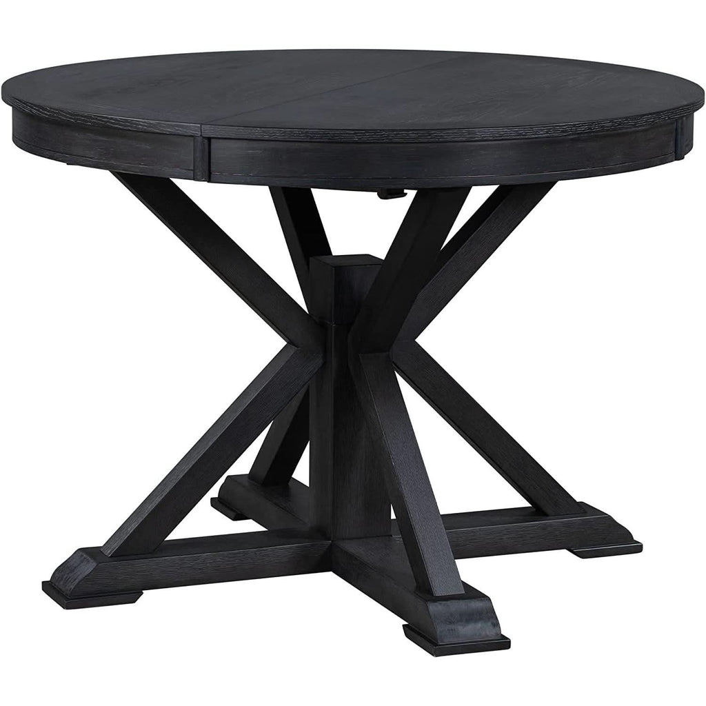 Extendable Round Dining Table Set 5 Piece Modern Farmhouse Style