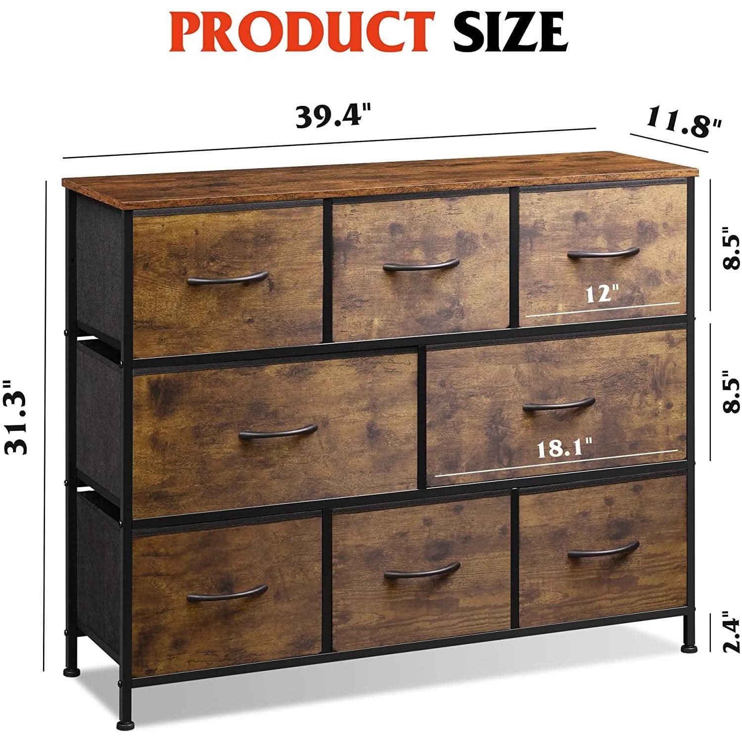 Rustic Brown Dresser With 8 Large Deep Drawers For Bedroom