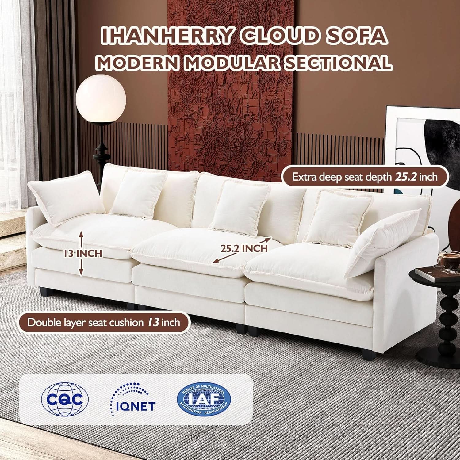 Beige Cloud Modular Sofa with Chaise