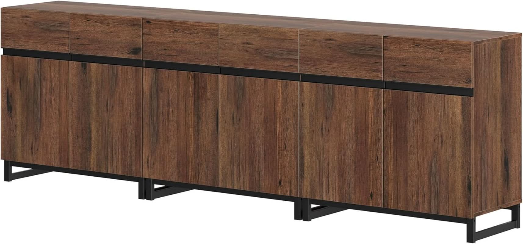 Brown 3 In 1 TV Stand For 100 Inch TV Adjustable Shelves Metal Base