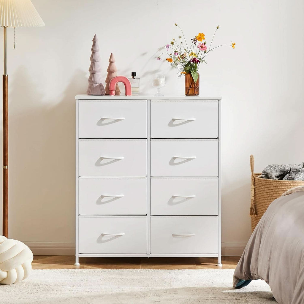 Fabric Dresser With Eight Compartment Bins WoodenTop