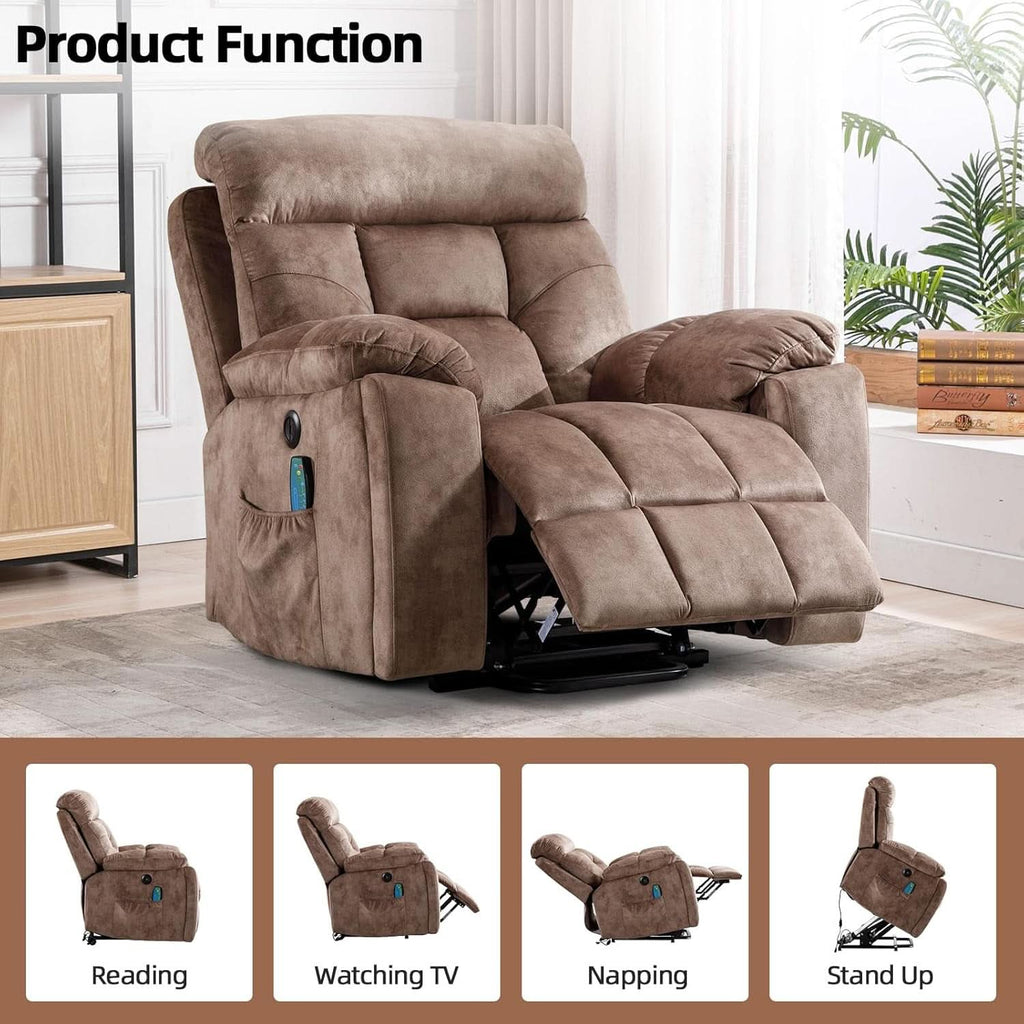 Large Power Recliner With Massage And USB Charging