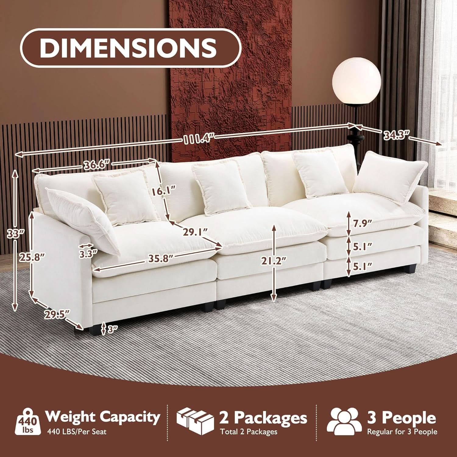 Beige Cloud Modular Sofa with Chaise
