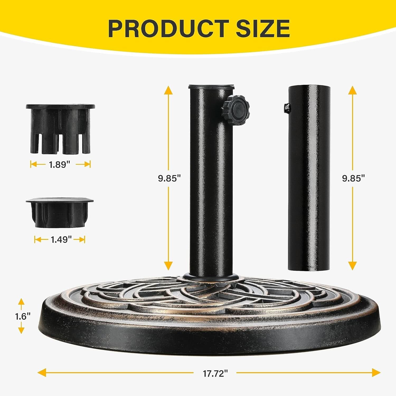 Heavy Duty 24 Pound Bronze Umbrella Base Patio Garden Stand For Outdoor Market Umbrellas