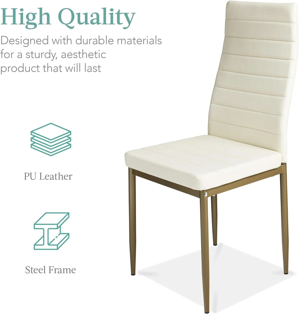 Ivory Gold 5 Piece Glass Dining Set With Upholstered Chairs