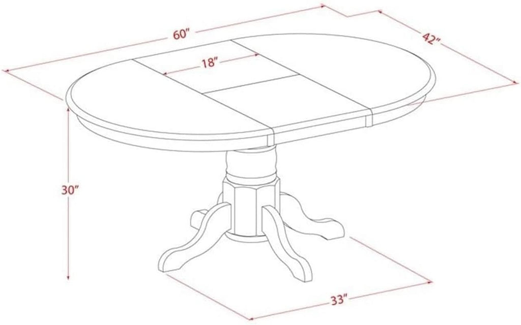 Avon Dining Table Butterfly Leaf 60x42 Inches Oval