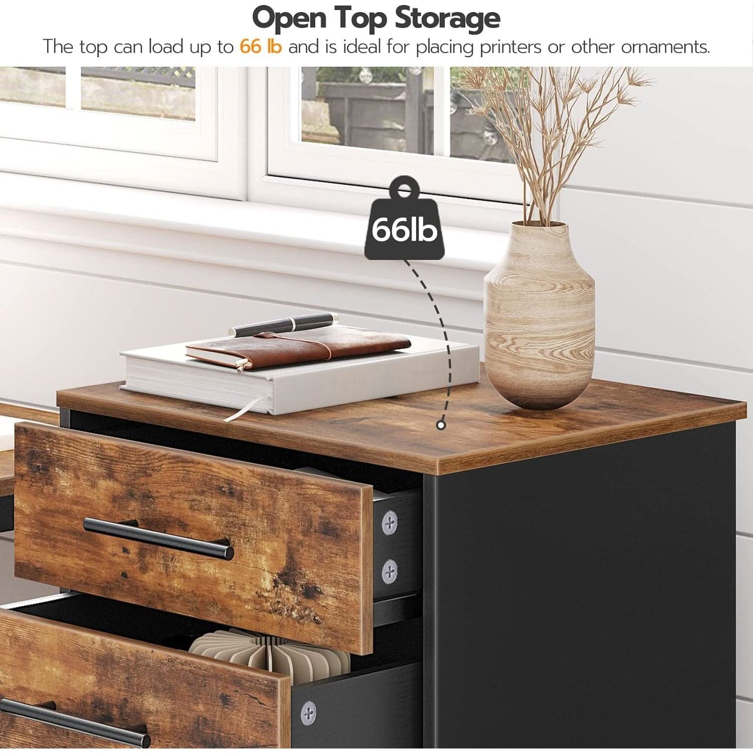 7 Drawer Wooden File Cabinet For Home Office Rustic Brown