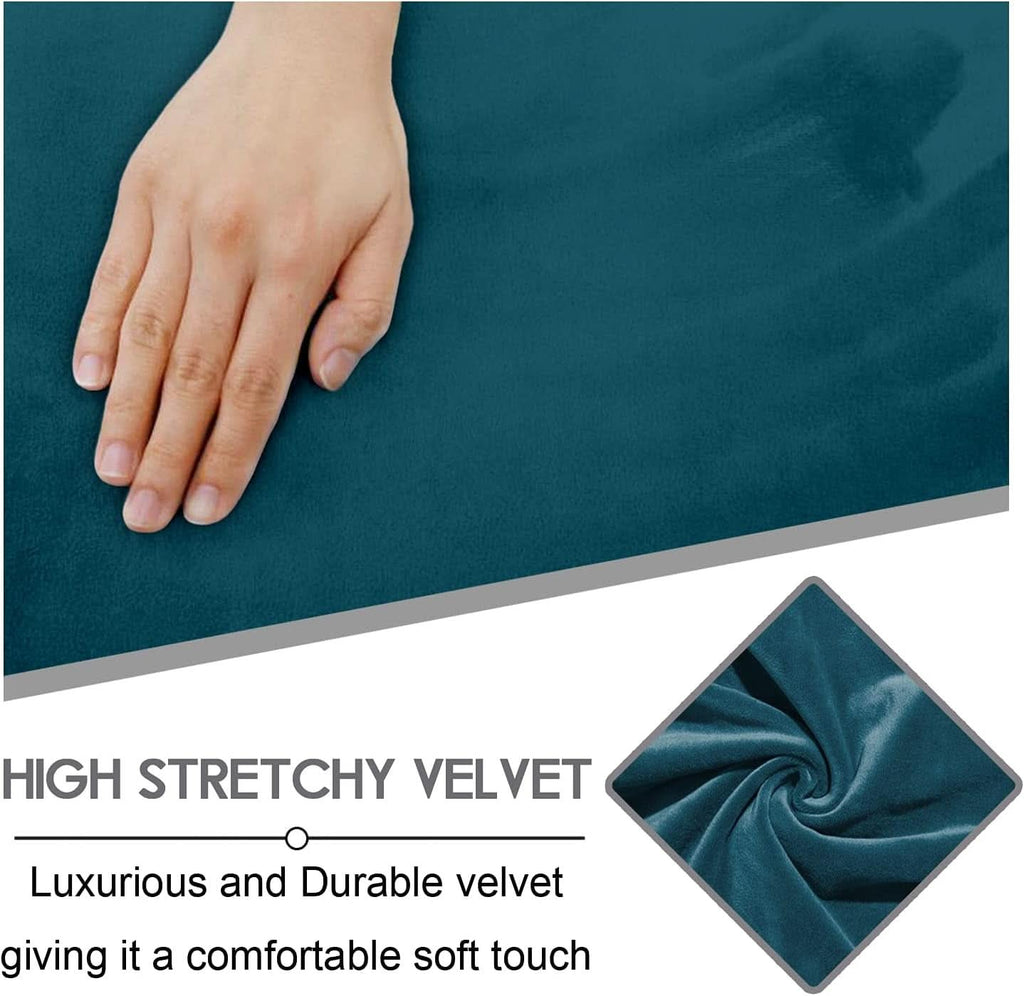 Velvet Seven Piece Sectional Recliner Sofa Cover Deep Teal