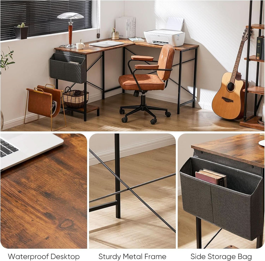 Corner L Shaped Gaming Desk With CPU Stand And Side Bag