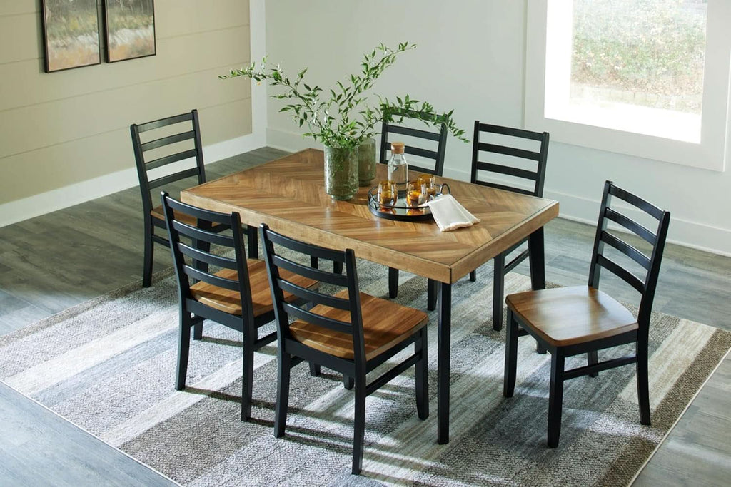 Blondon 60 Inch Solid Wood Dining Set Brown Finish Durable Construction