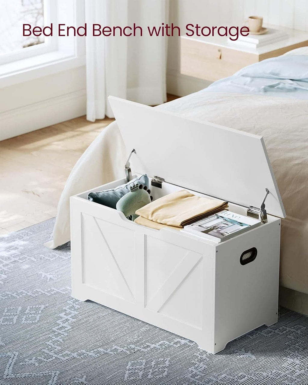 Cloud White PremiumStorage DeluxeBench With Hinges