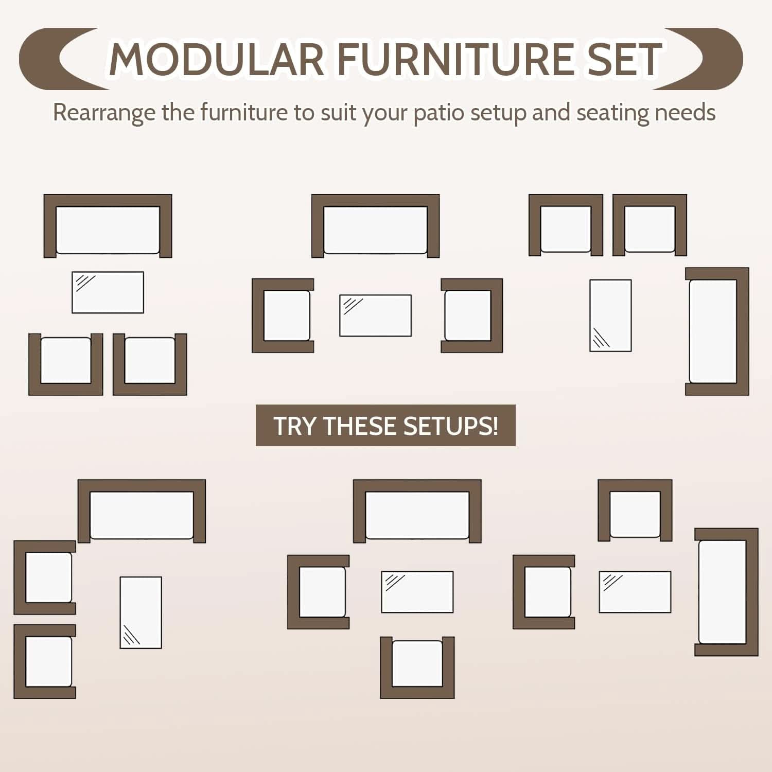 Outdoor Rattan 4 Piece Patio Furniture Conversation Set