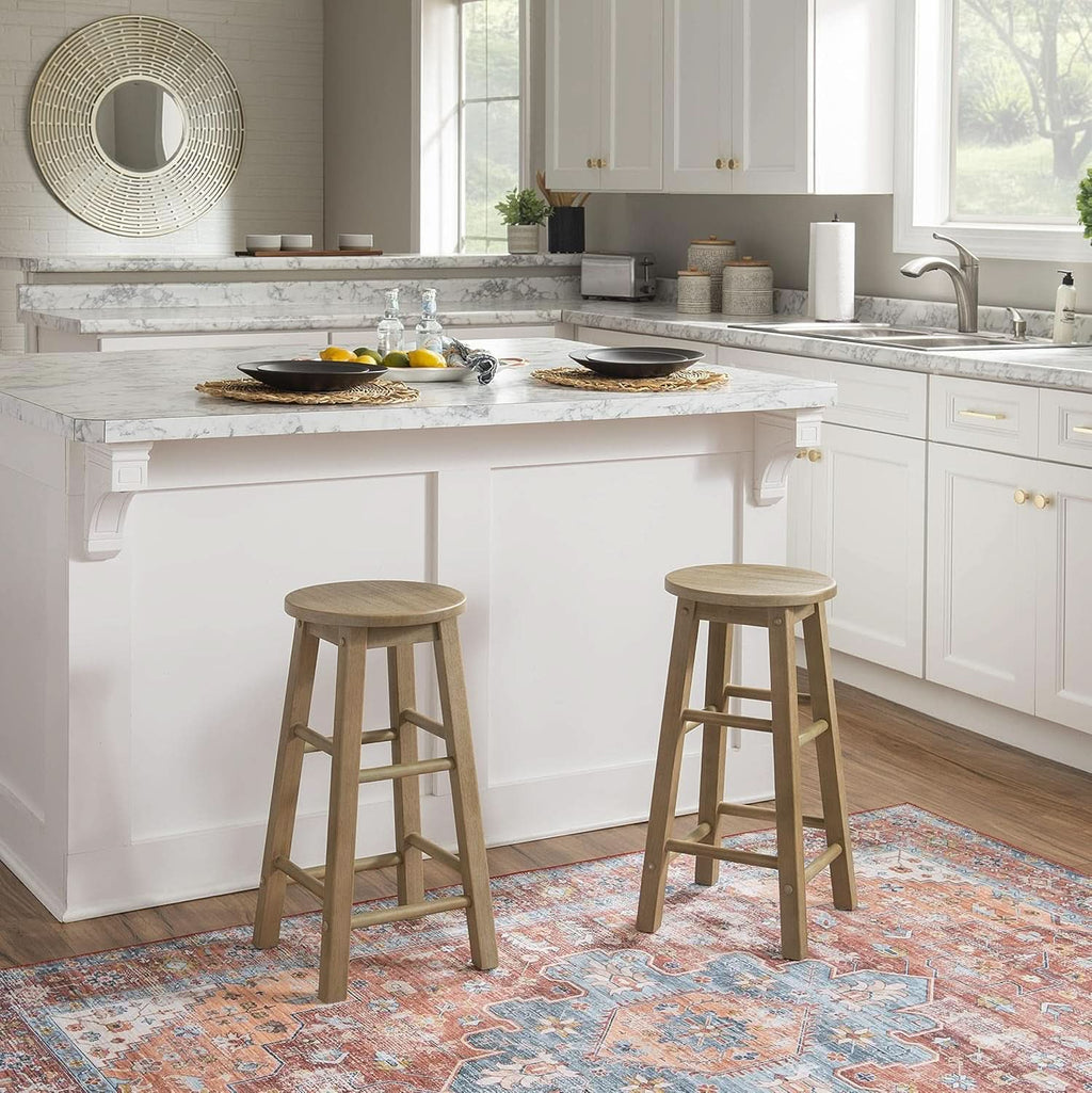 Zeke Grey Wash 24 Inch Counter Stool Round Seat Modern