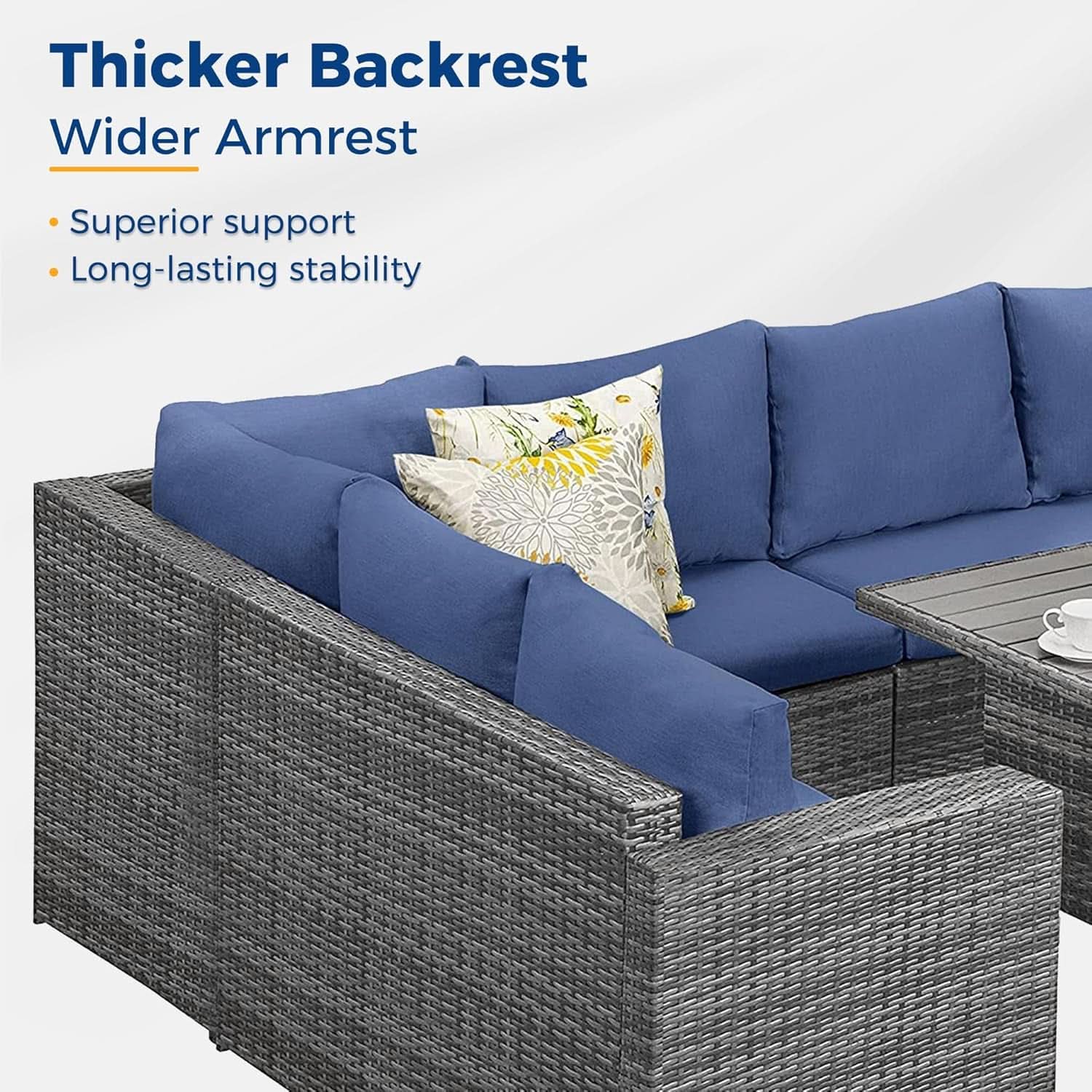 Blue 7 Piece Outdoor Patio Furniture Set With Table Chairs