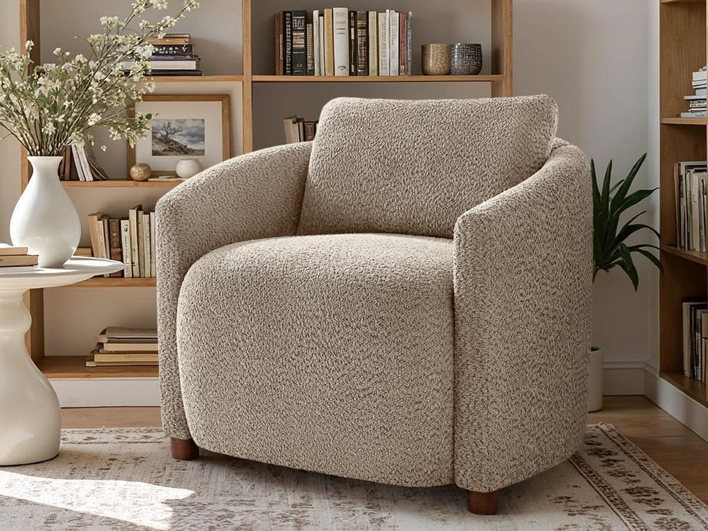 Boucle Barrel Chair Set 2 CloudSoftSherpaLounge Velvet