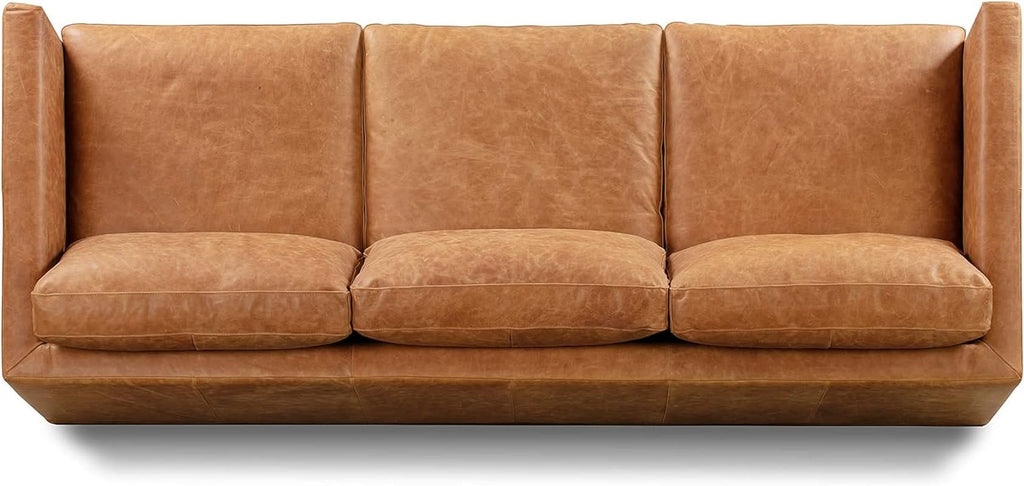 Nolita 85 Inch Cognac Tan Full Grain Pure Aniline Leather Sofa