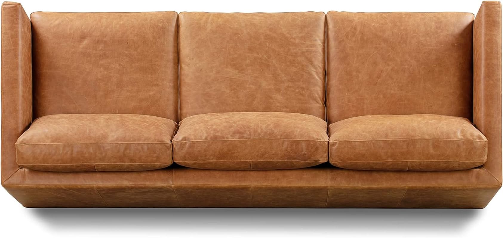 Nolita 85 Inch Cognac Tan Full Grain Pure Aniline Leather Sofa