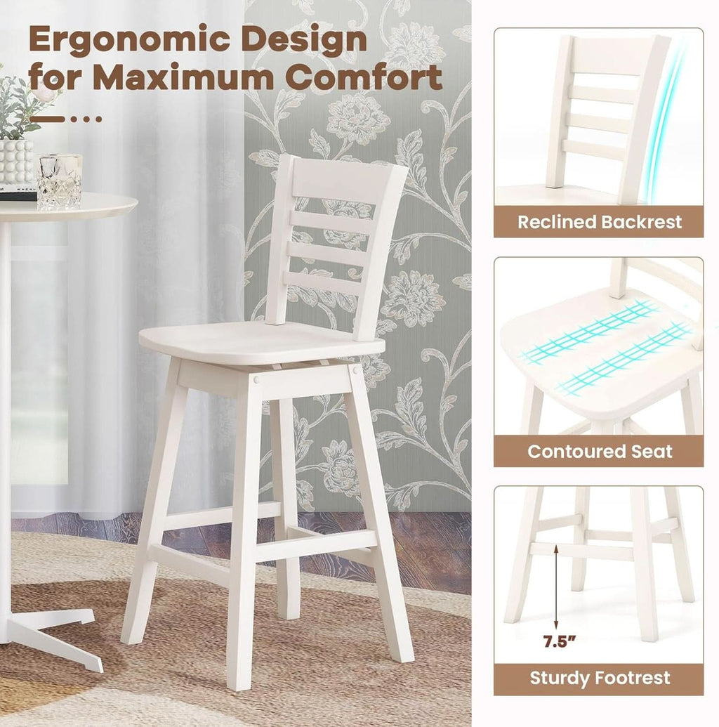 Swivel Wood Bar Stools Set with Ergonomic Design