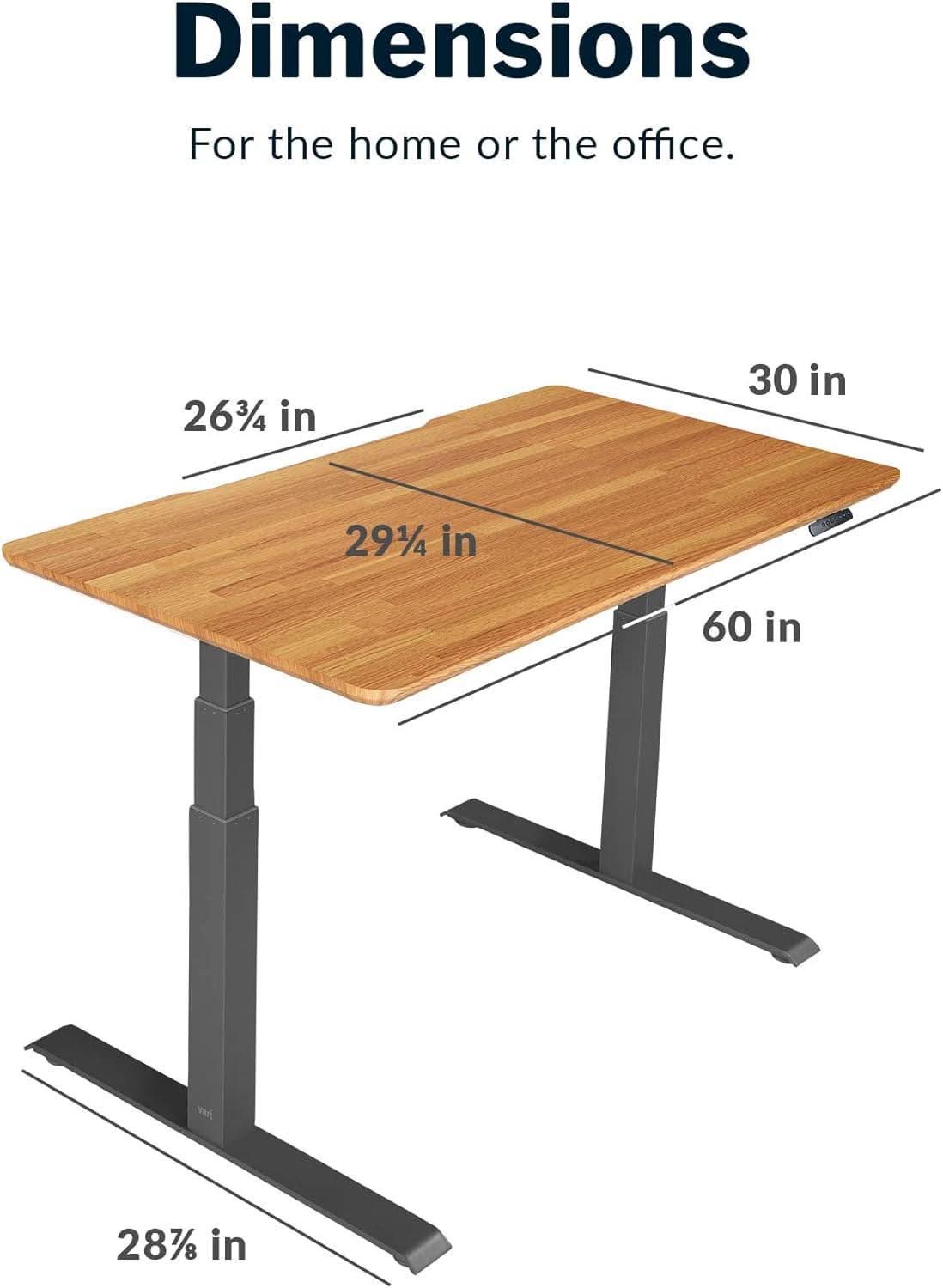 60-Inch Electric Standing Desk with Butcher Block Top