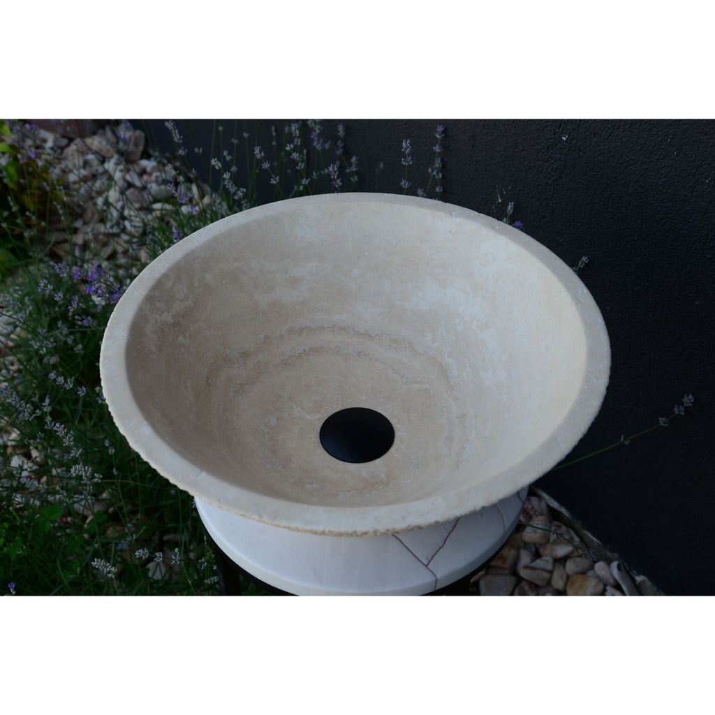 HANDCRAFTED LIGHT BEIGE TRAVERTINE SINK