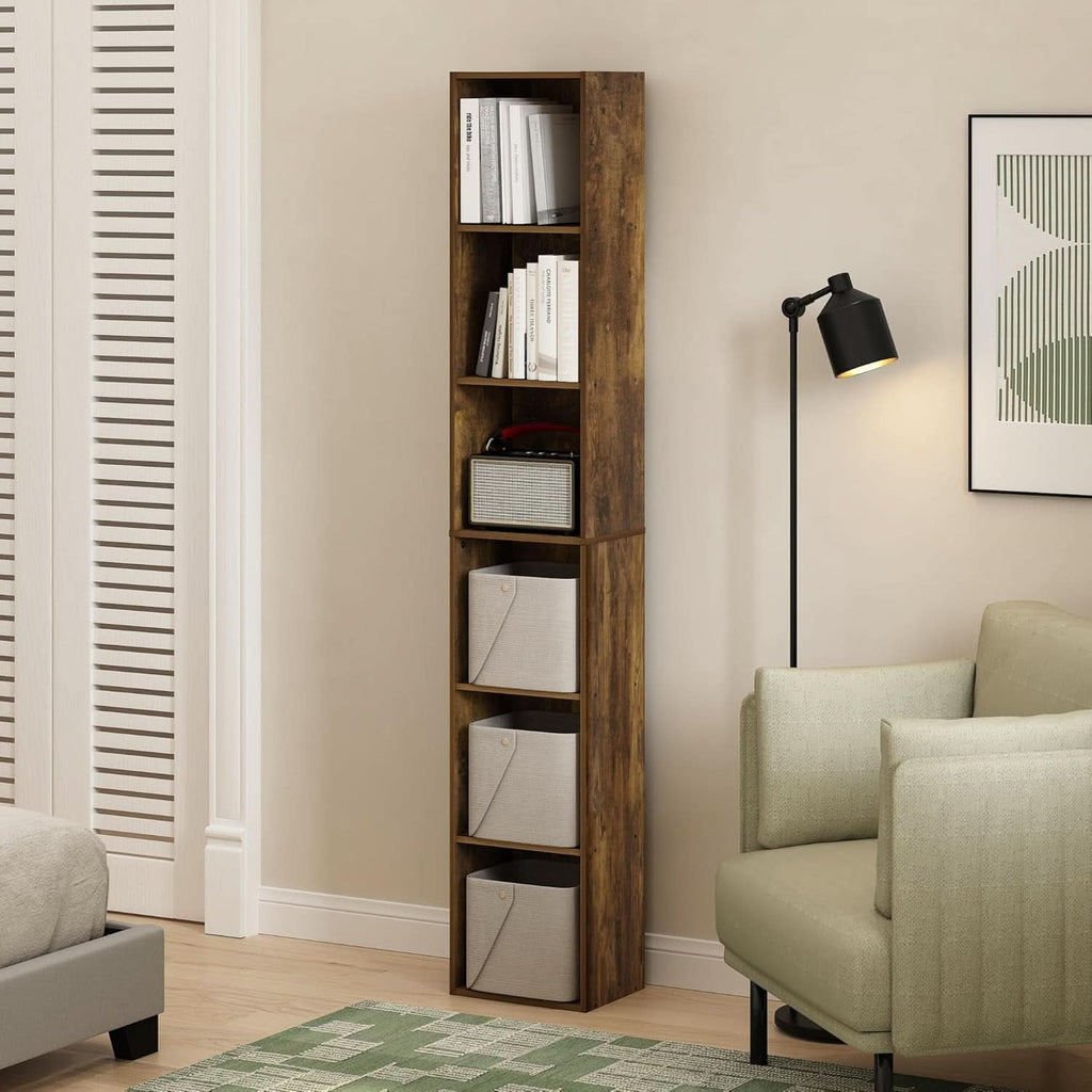 Amber Pine Six Tier Open Shelf Bookcase Home Office Storage