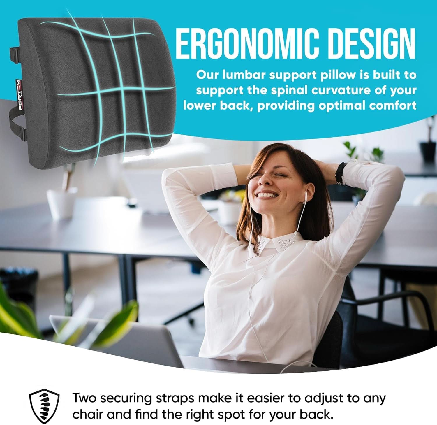 Memory Foam Lumbar Support Seat Cushion For Office Chair