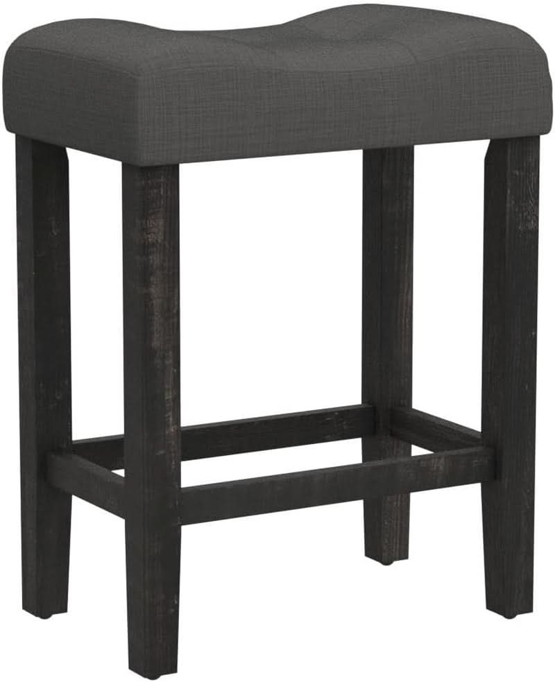 Sora Button Tufted Counter Height Saddle Stools Set of 2 Gray
