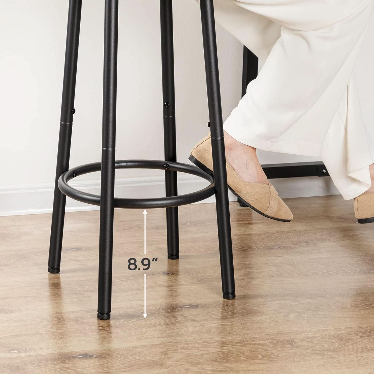 Bar Height Stools Set Of 2 With Footrest Rustic Brown