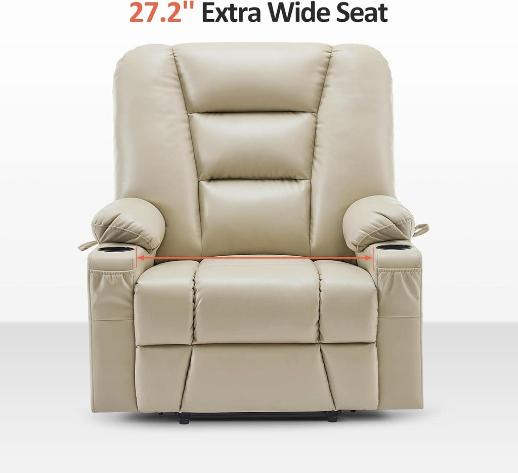 Beige Large Power Lift Recliner Chair With Massage And Heat