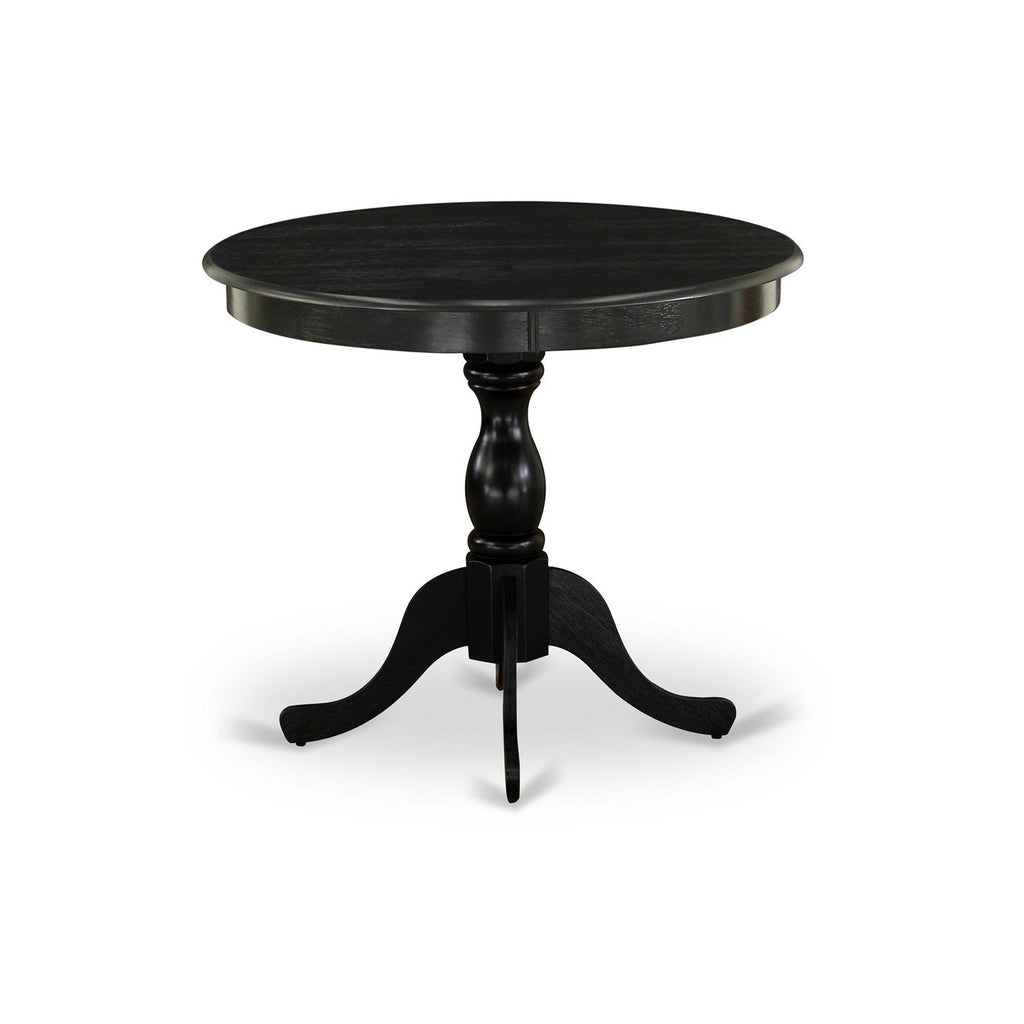 5-Piece Black Round Kitchen Dining Set with Fabric Chairs