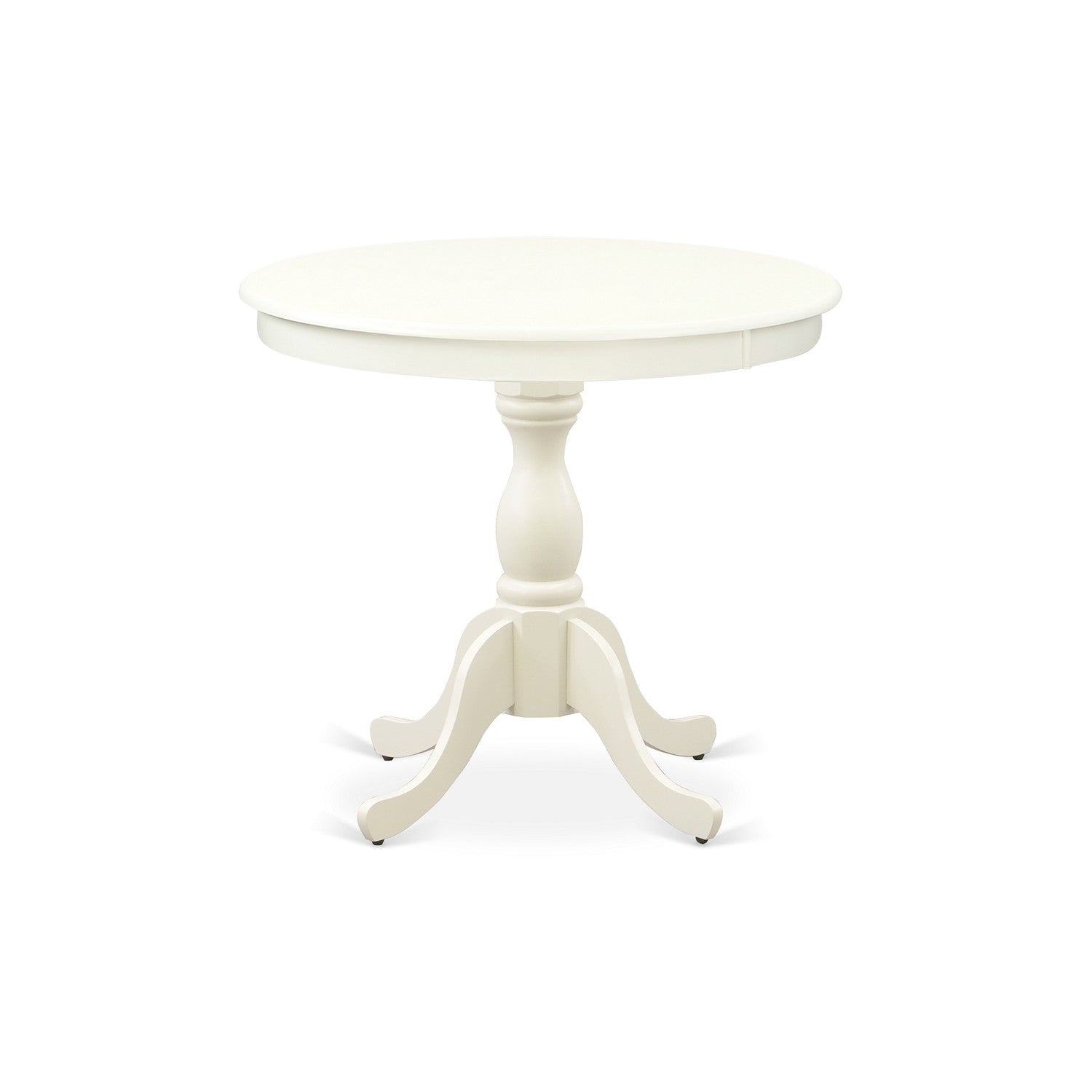 5-Piece Linen White Round Kitchen Dining Set with Wood Chairs