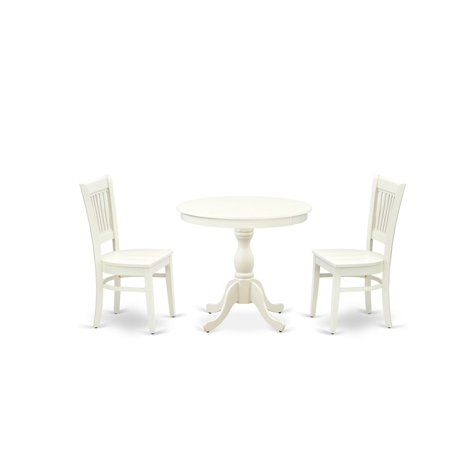 3-Piece Linen White Kitchen Dining Set with Wood Chairs