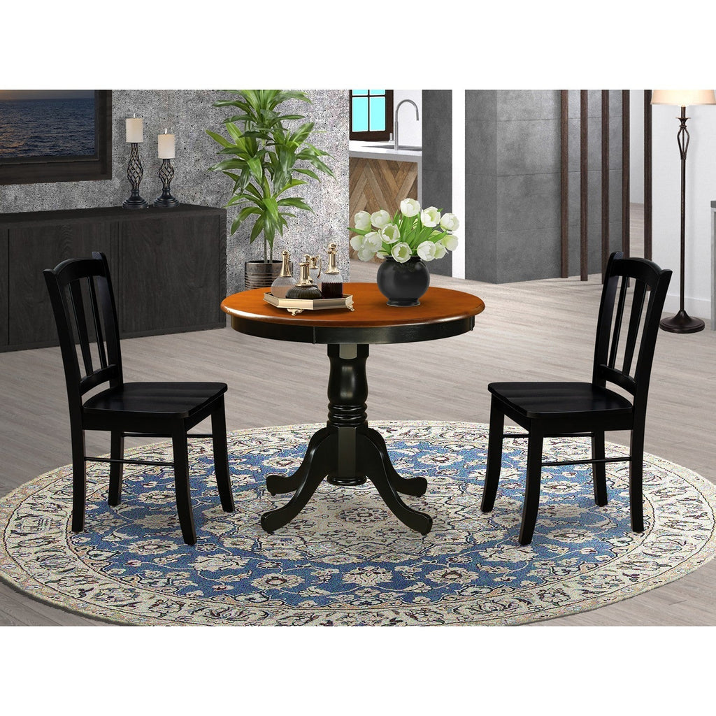 Andover 3-Piece Black Round Dining Set