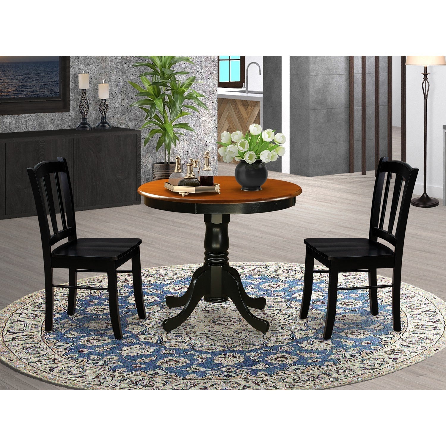 Andover 3-Piece Black Round Dining Set