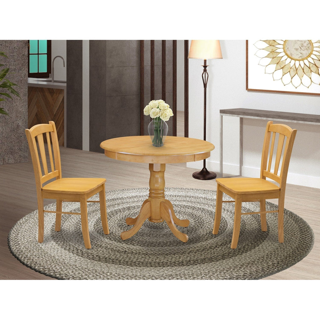 Andover 3-Piece Oak Round Dining Set