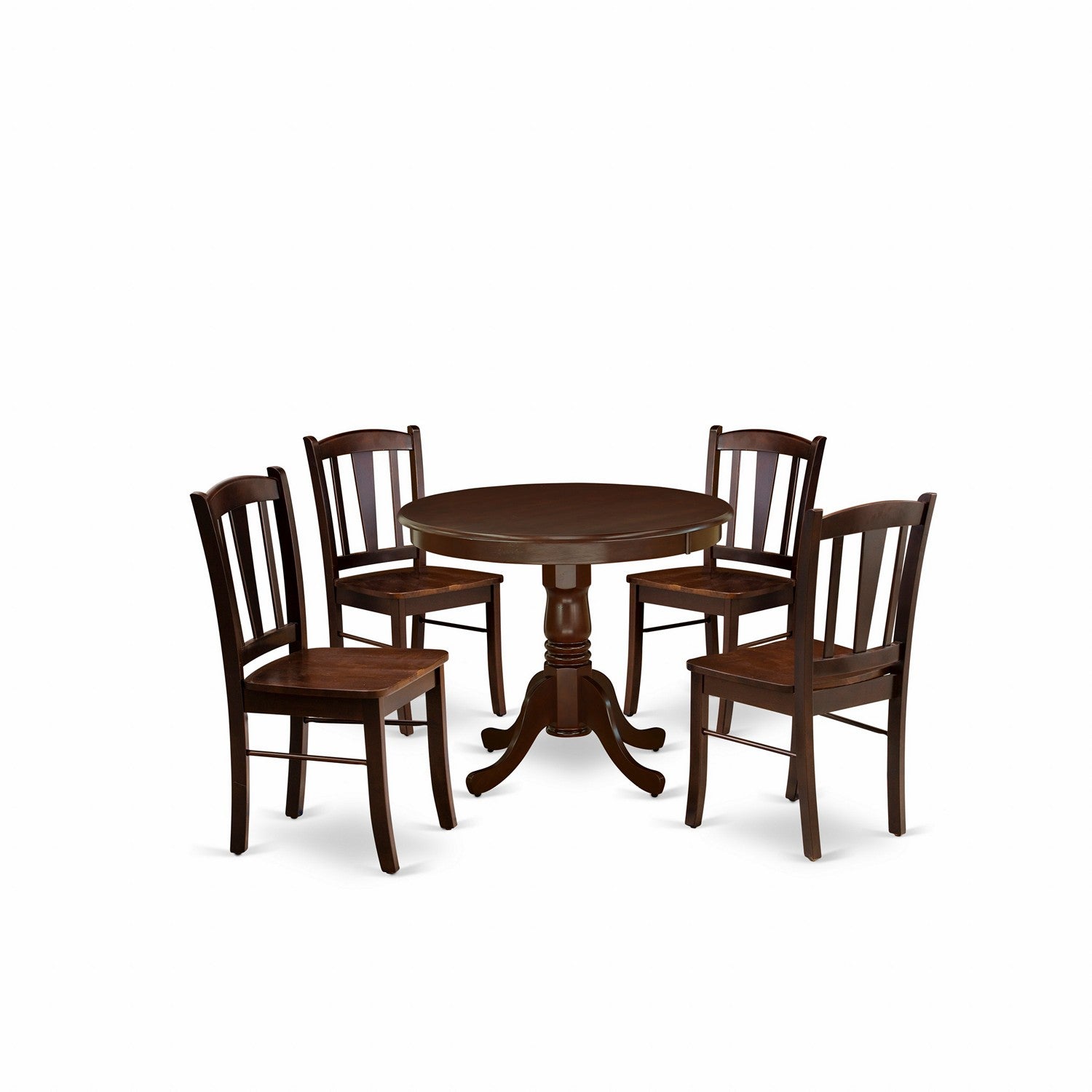 5-Piece Mahogany Kitchen Dining Set with Wood Chairs
