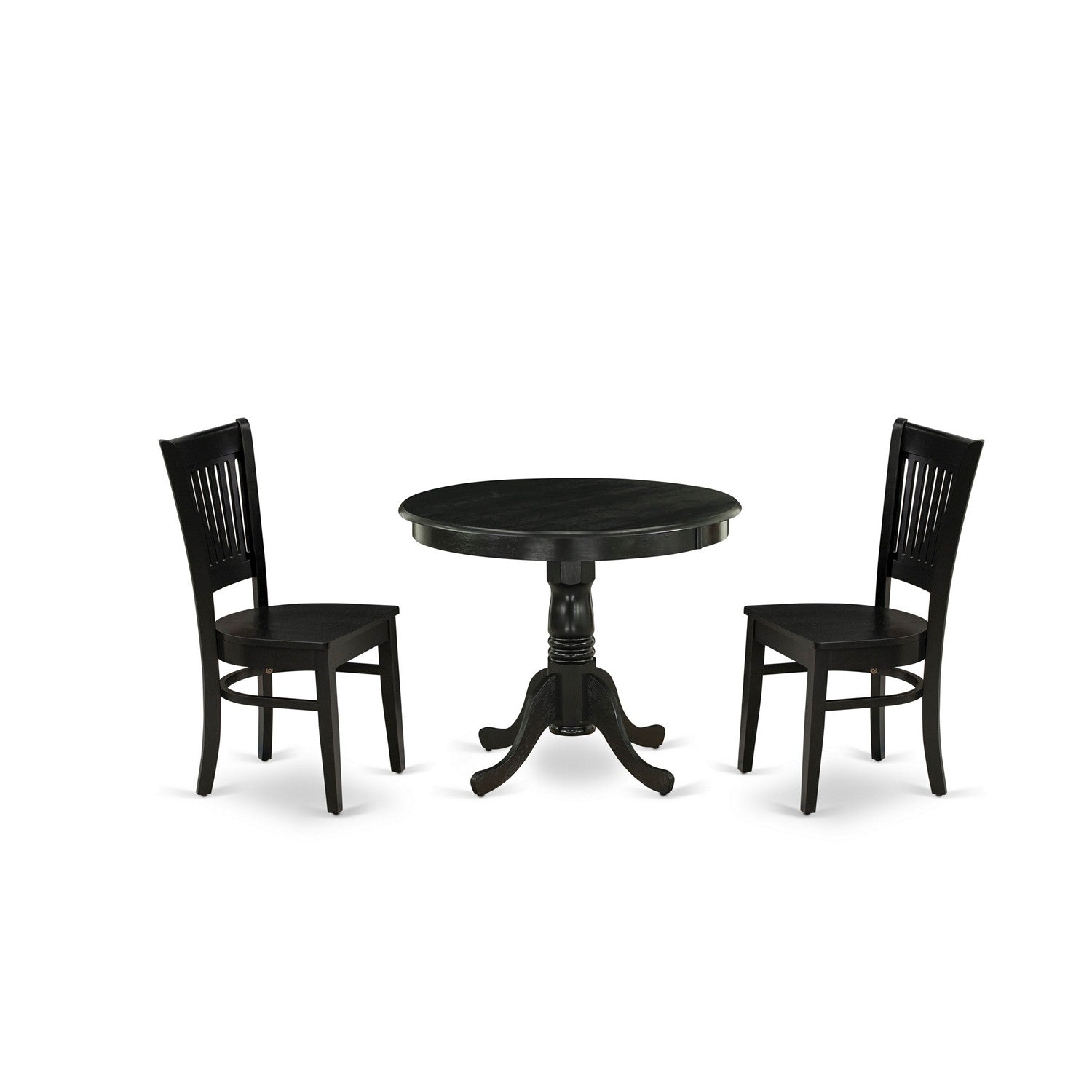 3-Piece Kitchen Dining Set with Slatted Chairs