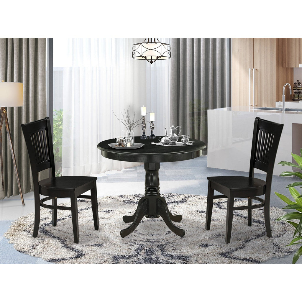 3-Piece Kitchen Dining Set with Slatted Chairs