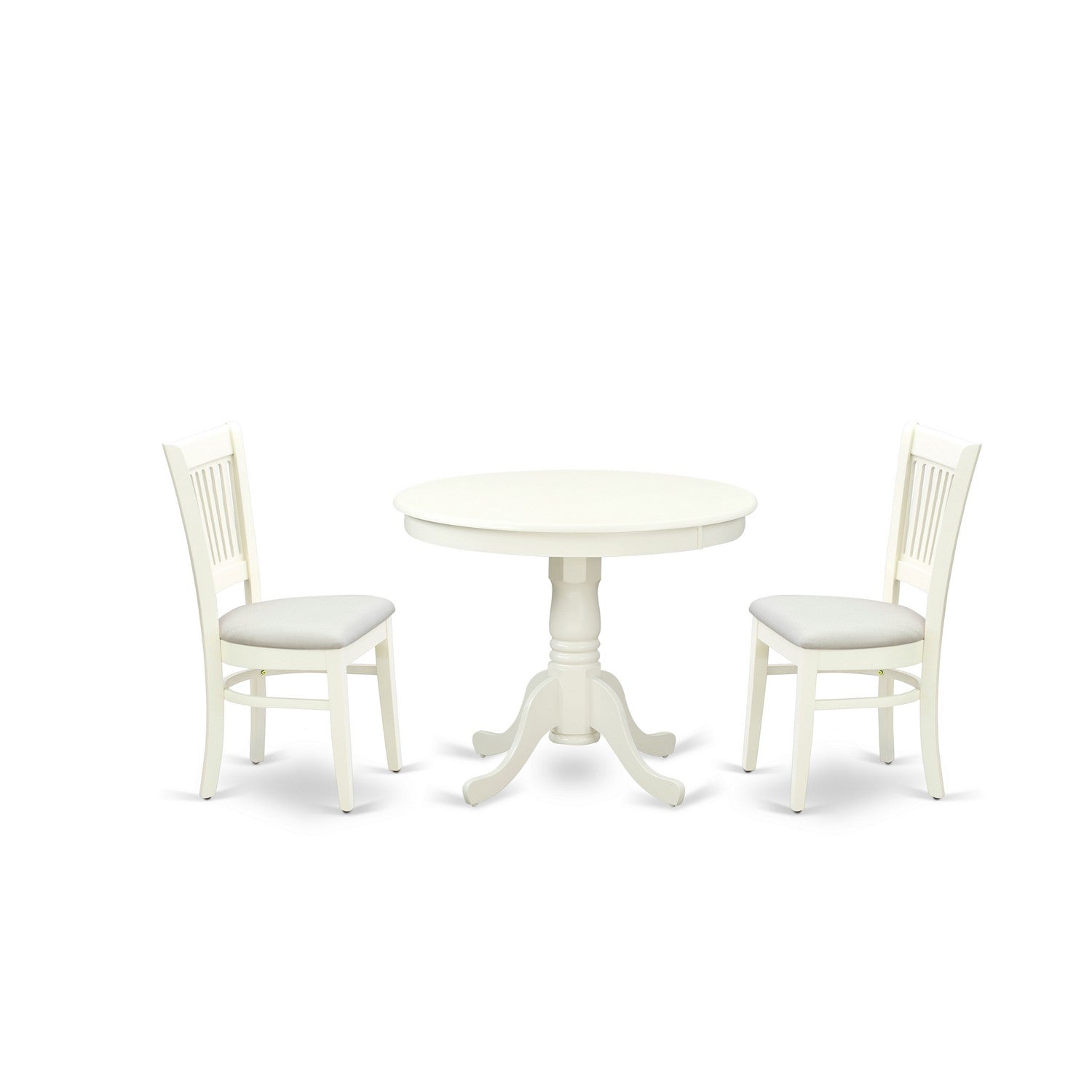 Linen White 3-Piece Round Dining Set