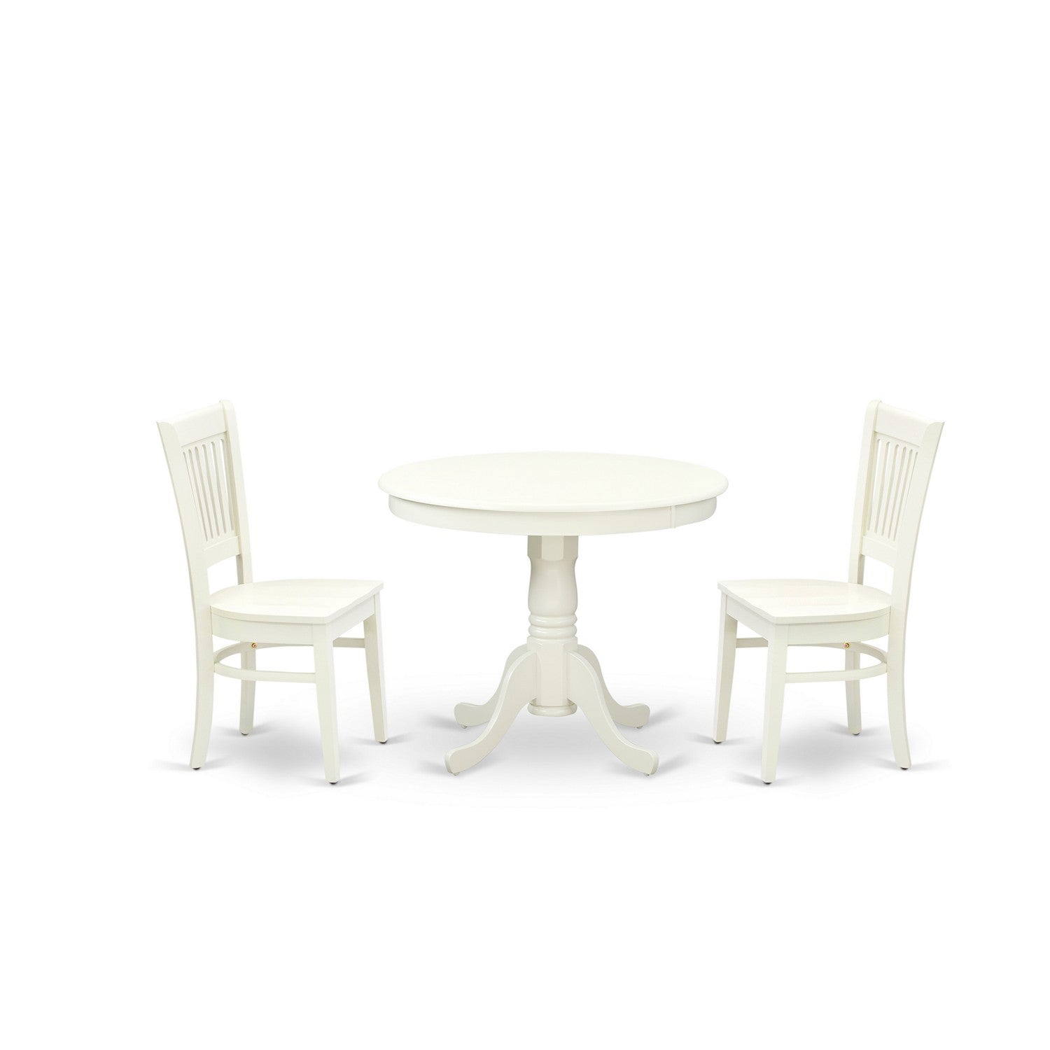 Linen White 3-Piece Dining Set with Wood Chairs