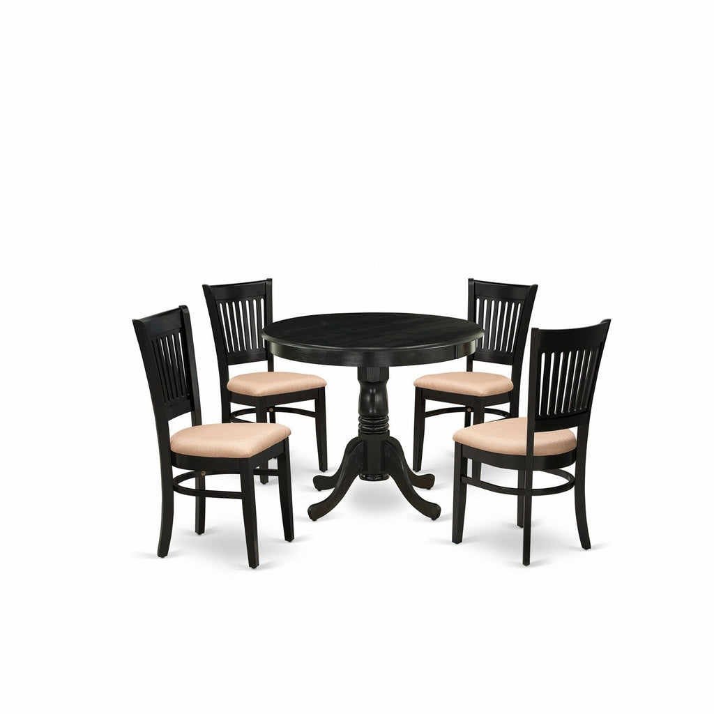 Black 5-Piece Dining Set with Upholstered Chairs