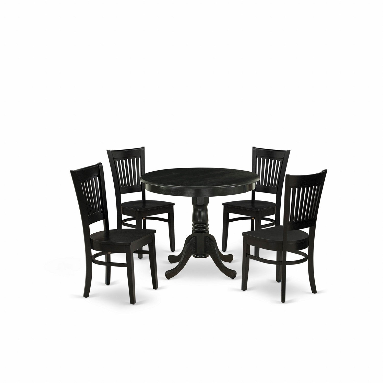 Black 5-Piece Dining Set with Wood Chairs